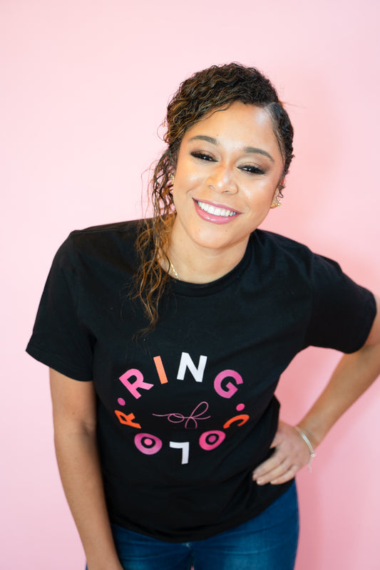 Ring of color black tshirt - michigan - medium/tan skin model